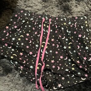 Starry Night Black Shorts with Pink Drawstring